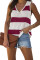 Red Striped V-Neck Knit Tank