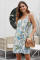 Sky Blue Floral Pattern Buttoned Slip Cami Dress