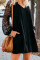 Black Lace Long Sleeves Shift Above Knee Dress