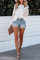 White Blossom Contrast Swiss Dot Knit Top