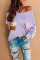 Purple Contrast Eyelet Thermal Knit Top