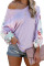 Purple Contrast Eyelet Thermal Knit Top