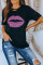 Kiss The Lip Distressed Black Cotton Tee