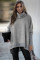 Gray Turtleneck Bat Sleeve Side Slit Tunic Top
