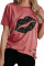 Kiss The Lip Distressed Cotton Tee