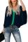 Blue Fashion Contrast Color V Neck Blouse