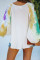 Beige Contrast Tie Dye Thermal Knit Top