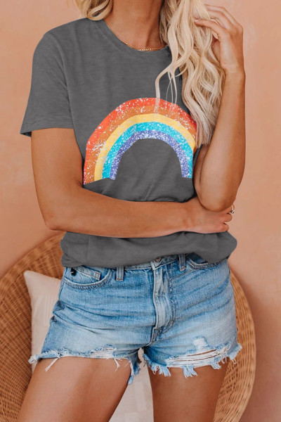 Gray Pot Of Gold Heathered Rainbow Tee