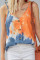 Orange Tie Dye Spaghetti Strap Buttoned Tank Top