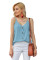 Sky Blue Spaghetti Strap Buttoned Tank Top