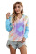 Sky Blue Colorblock The Sun Cotton Blend Tie Dye Hoodie