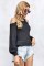 Gray Cool Breeze Cotton Cold Shoulder Sweater