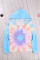 Sky Blue Colorblock The Sun Cotton Blend Tie Dye Hoodie