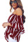 Off The Shoulder Vertical Stripes Blouse in Burgundy