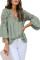 Green Crochet Lace Button Top