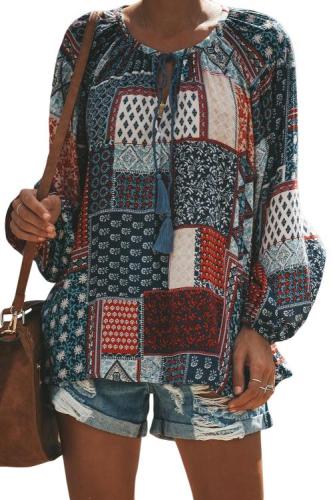 Floral Print Peasant Blouse