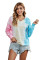 Pink Colorblock The Sun Cotton Blend Tie Dye Hoodie