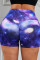Purple Galaxy Print Booty Yoga Shorts