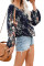 Blue Floral Print Peasant Blouse
