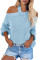 Sky Blue Cool Breeze Cotton Cold Shoulder Sweater