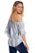 Off The Shoulder Vertical Stripes Blouse in Grey