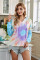 Sky Blue Colorblock The Sun Cotton Blend Tie Dye Hoodie