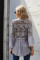 Gray Crochet Lace Button Top