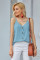 Sky Blue Spaghetti Strap Buttoned Tank Top
