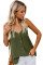 Green Spaghetti Strap Buttoned Tank Top