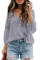 Gray Crochet Lace Button Top