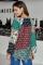 Green Floral Print Peasant Blouse