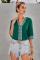 Green Chic Boho V Neckline Half Sleeve Blouse