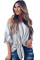 Off The Shoulder Vertical Stripes Blouse in Grey