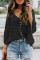 Black Crochet Lace Button Top