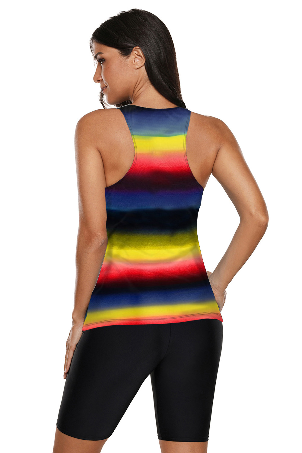  22.5 Yellow Ombre Print Racerback Tankini Swimsuit