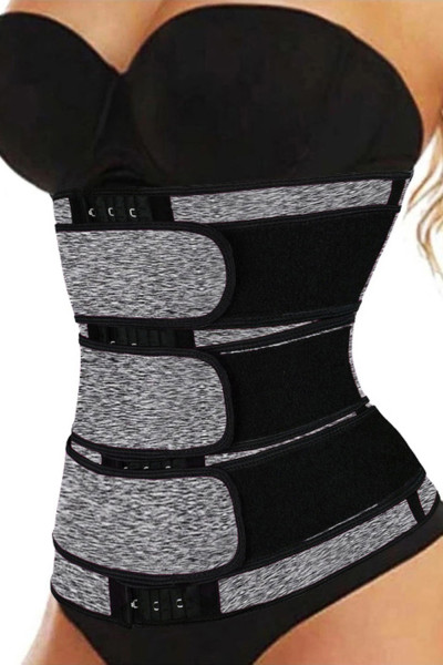 Gray 5 Steel Bones Neoprene Belt Waist Trainer with Hook