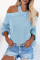 Sky Blue Cool Breeze Cotton Cold Shoulder Sweater