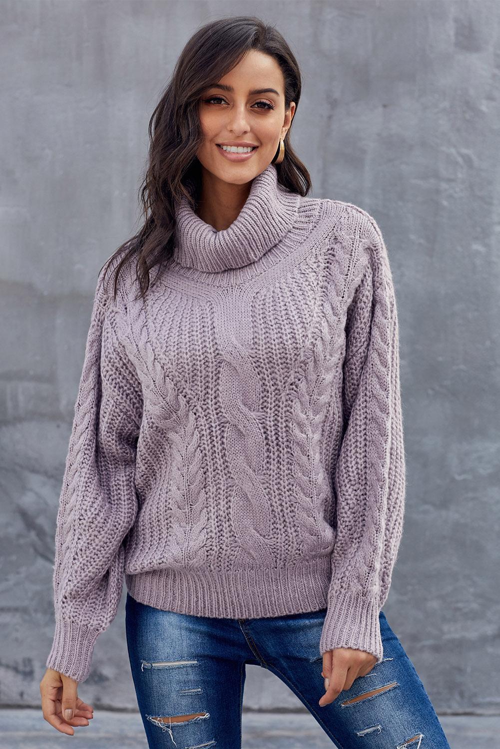purple turtleneck outfit