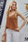 Orange Spaghetti Strap Buttoned Tank Top