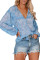 Sky Blue Saint Helena Printed Ruffle Blouse