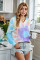 Sky Blue Colorblock The Sun Cotton Blend Tie Dye Hoodie