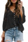 Black Crochet Lace Button Top