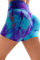 Sky Blue Tie-dye Print Booty Yoga Shorts