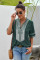 Green Elbow Length Sleeves Front Embroidery Blouse