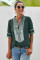 Green Elbow Length Sleeves Front Embroidery Blouse