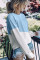 Light Blue Patchwork Dropped Shoulder Sleeve Sweatshirt