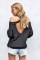 Gray Cool Breeze Cotton Cold Shoulder Sweater