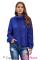 Blue Cuddle Weather Cable Knit Handmade Turtleneck Sweater