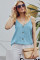 Sky Blue Spaghetti Strap Buttoned Tank Top