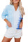 Blue Colorblock The Sun Cotton Blend Tie Dye Hoodie